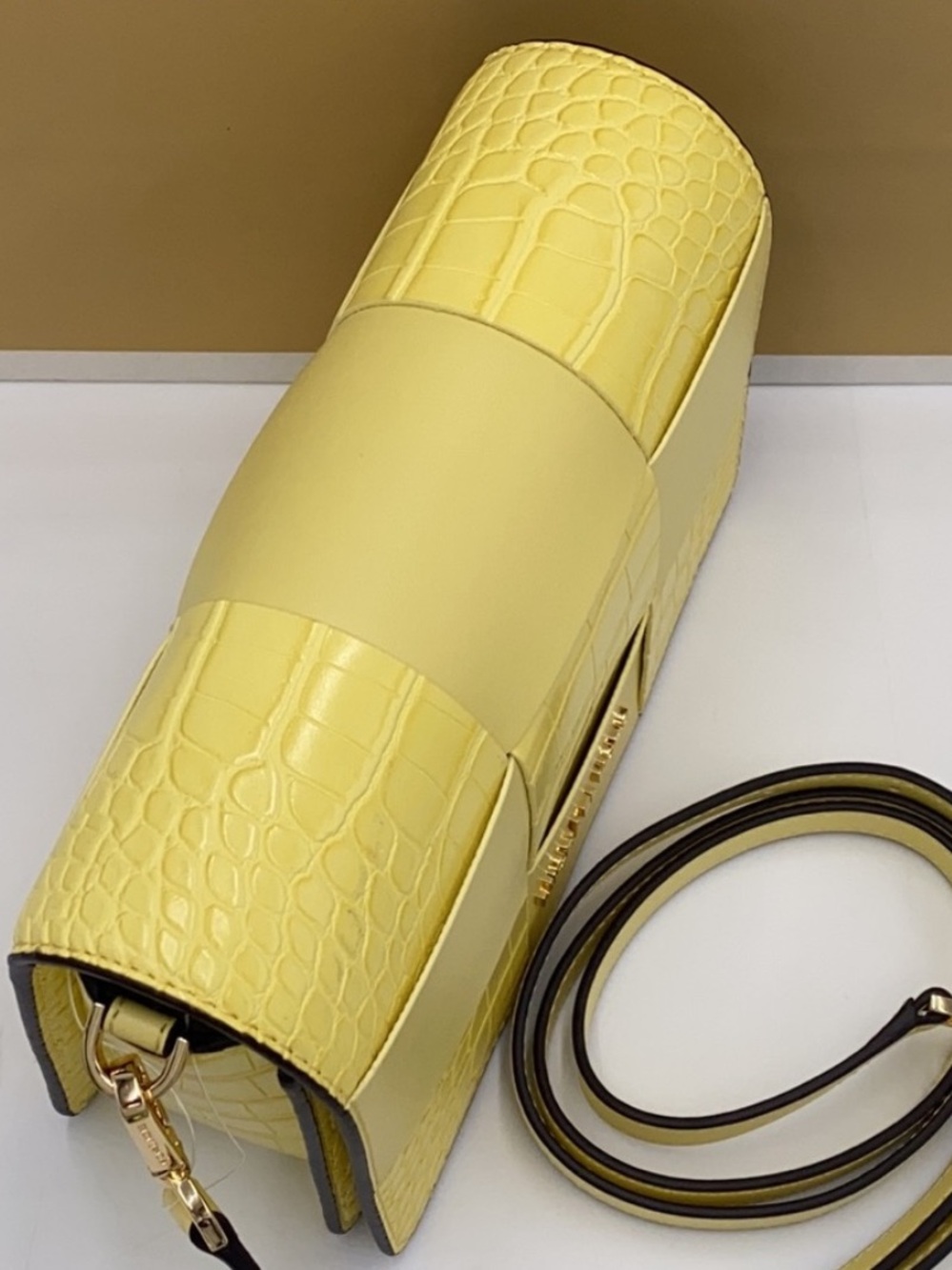 NWT Michael Kors Mercer  BUTTERCUP Croc-Embossed Leather Crossbody Bag - Picture 7 of 14